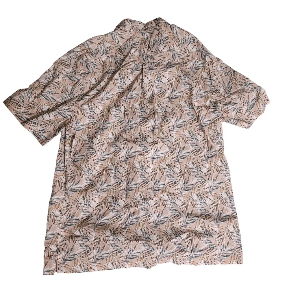 Bugatchi Mens Large Shaped Fit Comfort Stretch Tropical Palm Short Sleeve Shirt